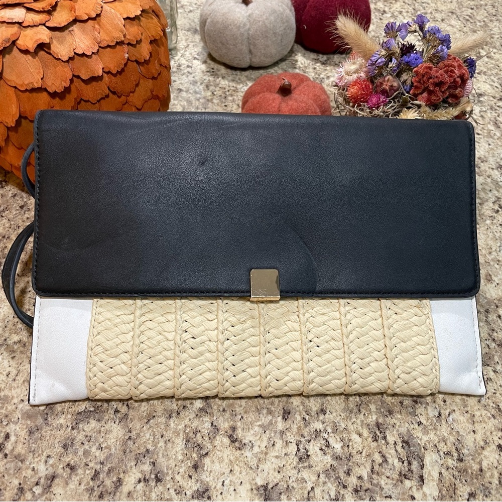 Black and Beige Woven Women's Bag
